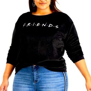 Love Tribe Black Trendy Plus Size Friends Logo Plush Sweatshirt Size 1X